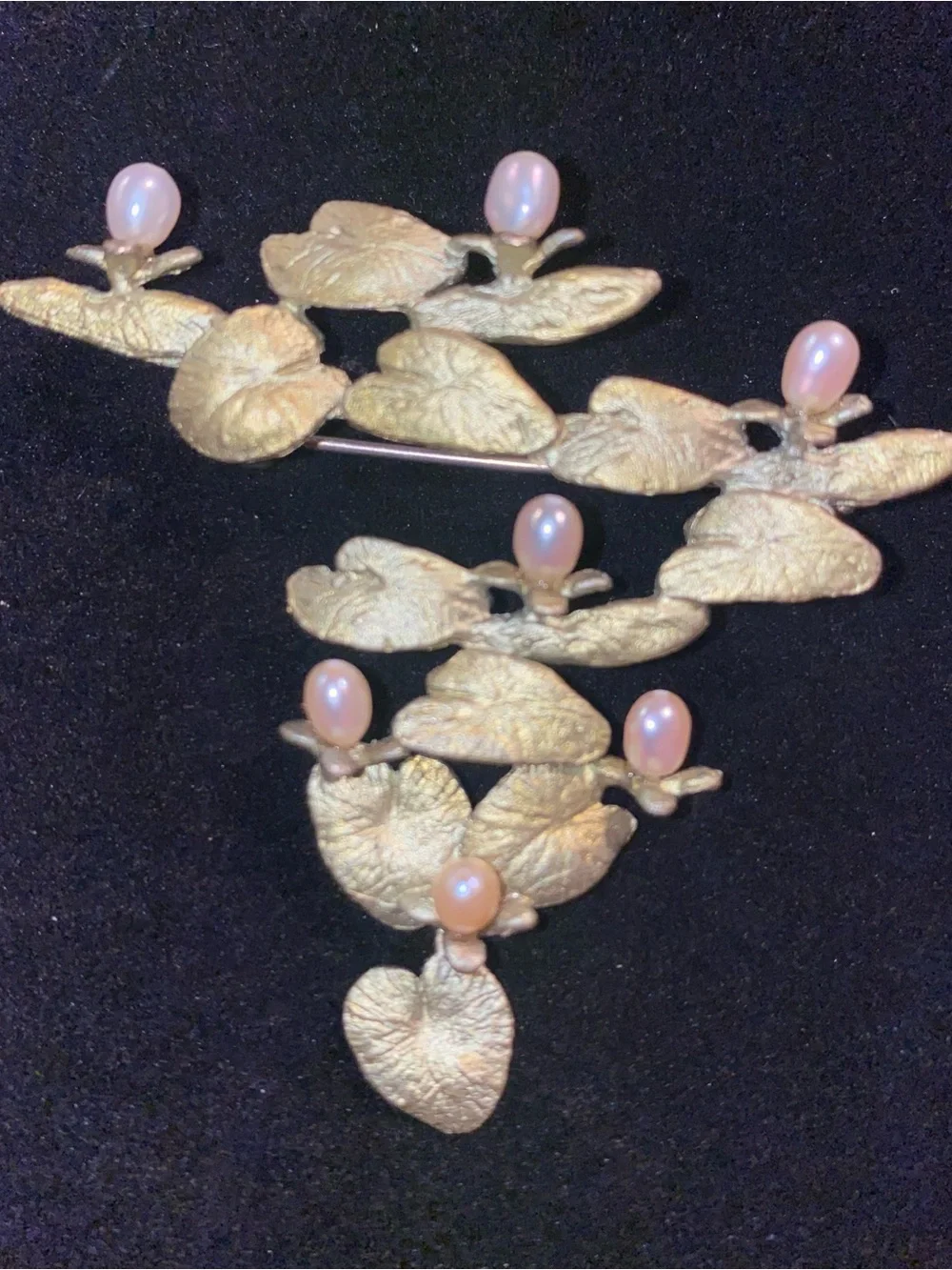 Michael Michaud Water Lily Pad Pearl Brooch